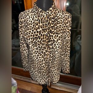 BLOOMINGDALES EQUIPMENT Leopard Print Button-Up Shirt BLOUSE